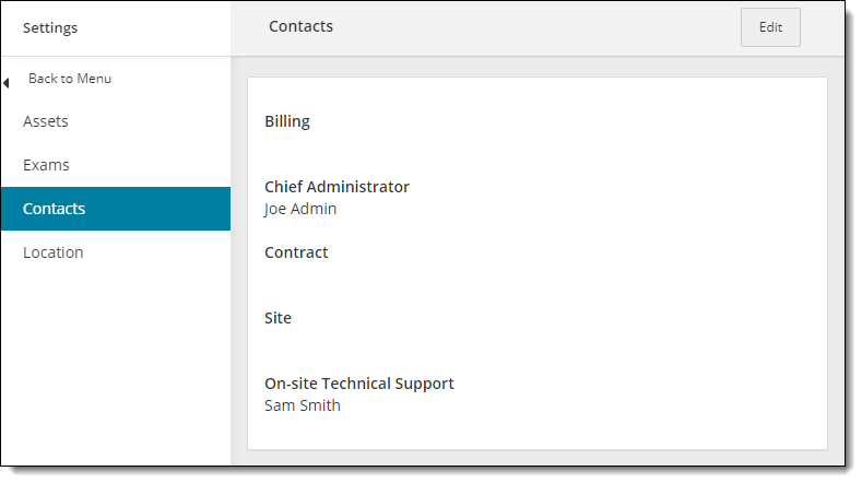 Site Manager Contacts page.